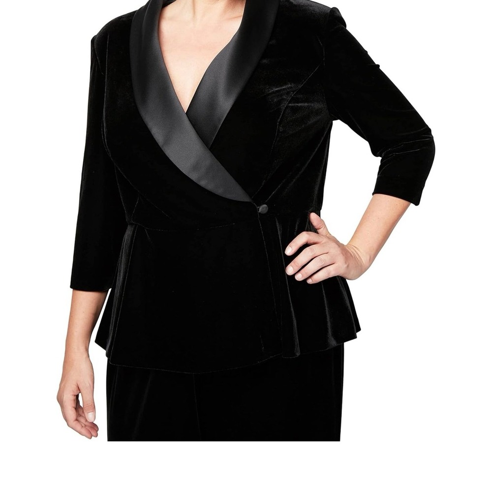 Alex Evenings Women's Velvet Blouse Top, 3X, Black
